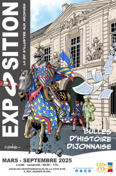 Affiche exposition Bulles d’histoire dijonnaise © Archives départementales de la Côte-d'Or Affiche exposition Bulles d’histoire dijonnaise © Archives départementales de la Côte-d'Or