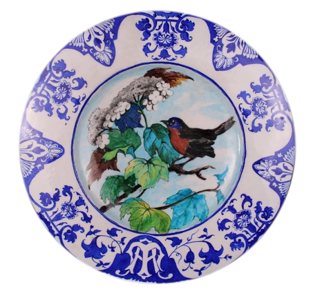 DECK-MOREAU-NELATON, Assiette oiseau,